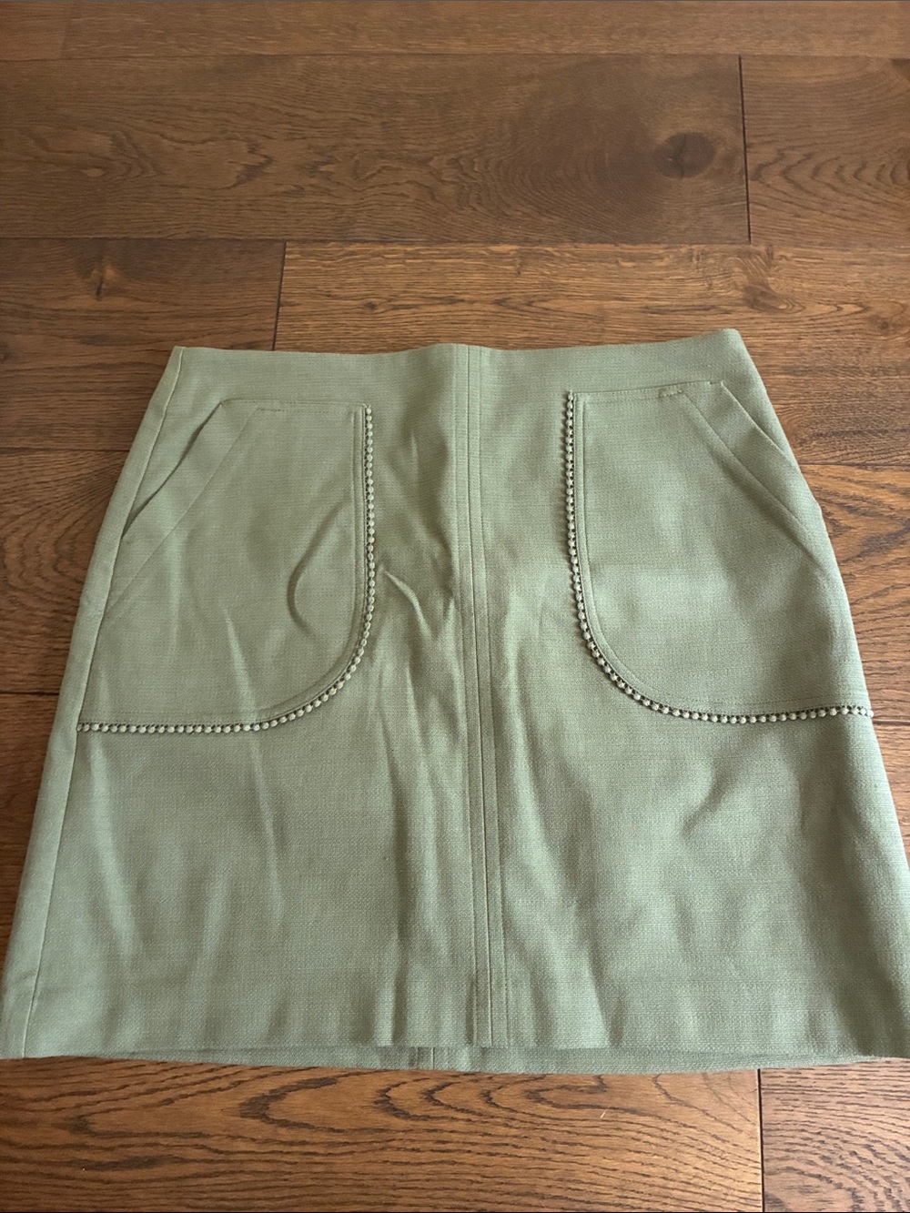 LOFT Olive Green Pencil Skirt with Front Pocket Trim